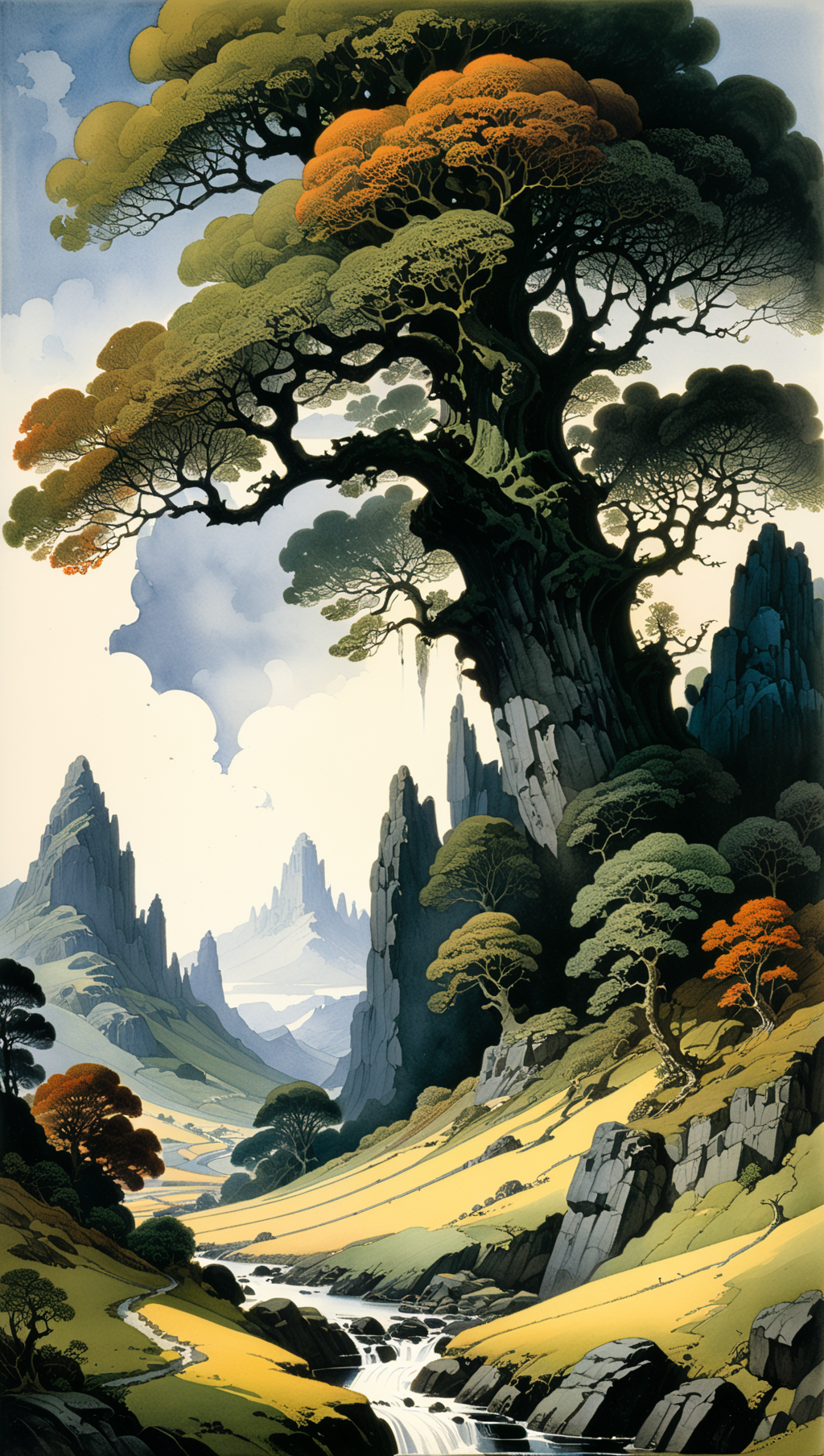 02564-2928218138-art by John Howe, Robert Gillmor, Edward Julius Detmold, Eddie Campbell, mysterius landscape scenery, hyper magical relism, 32 k.png